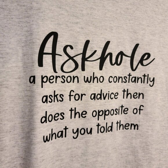 Funny graphic Grey T-Shirt " Askhole" Men's XXLarge. - Picture 2 of 3